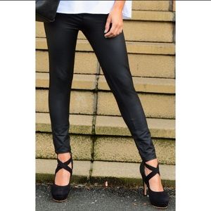 Fashion Nova Highrise Stretch Sheen Black Jeans